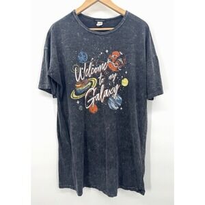 VTG Y2K Anthropologie Top XL Caution to the Wind Tee Acid Wash Retro Galaxy Star